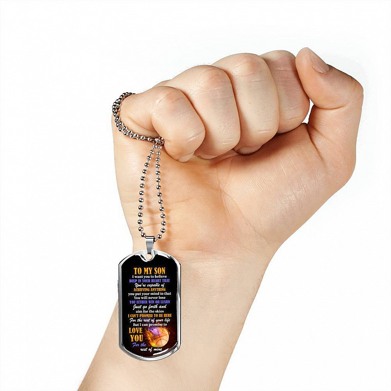 To My Son I Want You To Believe Deep In Your Heart That You're Capable Of Achieving Anything Dog Tag Pendant Necklace - Dog Tag (Silver)