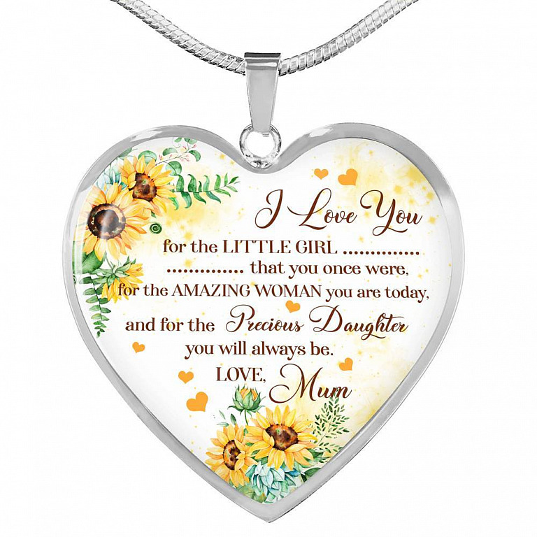 I Love You For The Little Girl That You Once Were For The Amazing Woman You Are Today Heart Pendant Necklace - Heart Luxury Necklace (Silver)