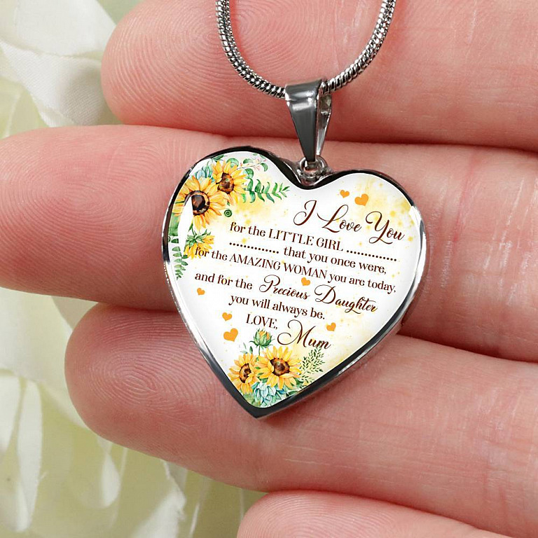 I Love You For The Little Girl That You Once Were For The Amazing Woman You Are Today Heart Pendant Necklace - Heart Luxury Necklace (Silver)