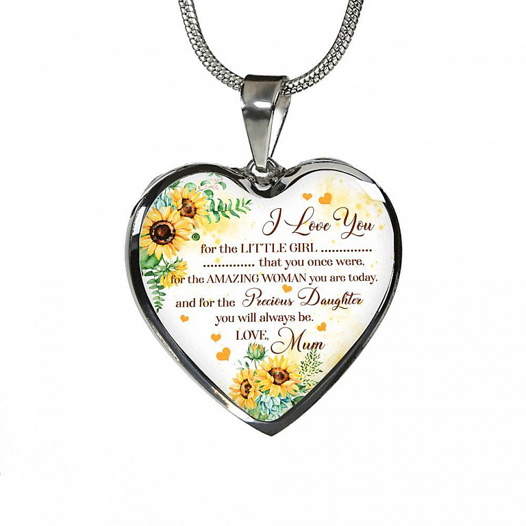 I Love You For The Little Girl That You Once Were For The Amazing Woman You Are Today Heart Pendant Necklace - Heart Luxury Necklace (Silver)