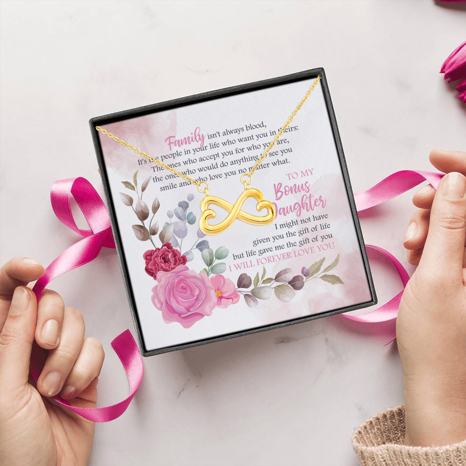 5O_ Bonus Daughter (5) Infinity Heart Necklace (Gold) 5