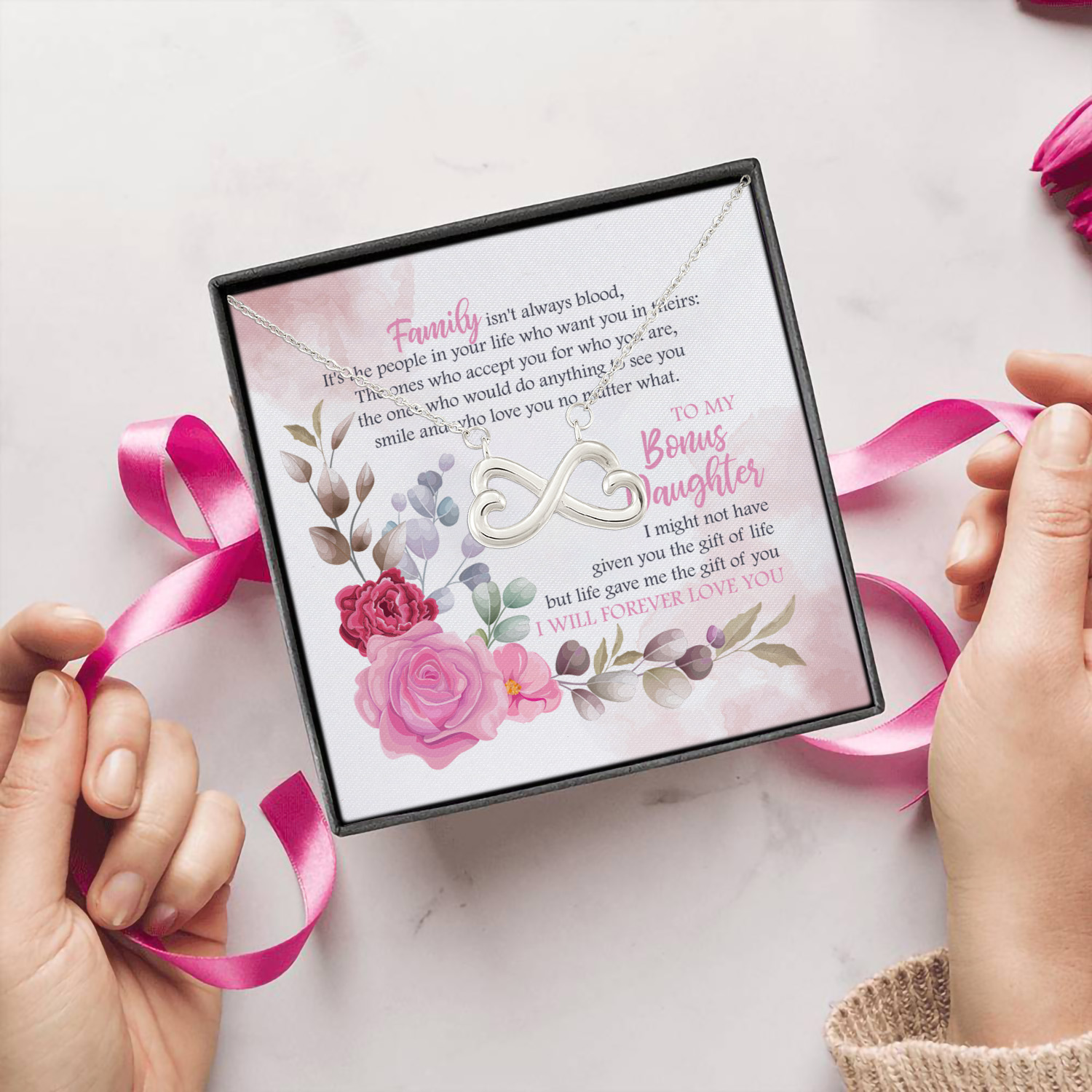 5O_ Bonus Daughter (5) Infinity Heart Necklace (Silver) 5