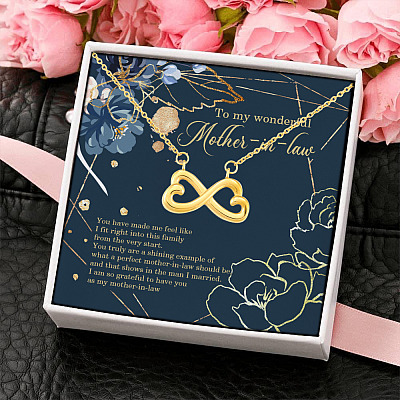 Alternative view of To My Wonderful Mother In Law You Have Made Me Feel Like I Fit Right Into This Family Infinity Heart Pendant Necklace