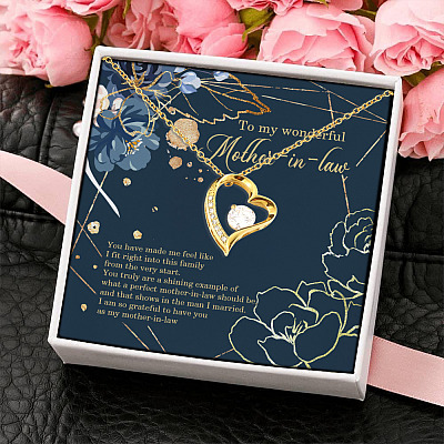 Alternative view of To My Wonderful Mother In Law You Have Made Me Feel Like I Fit Right Into This Family Forever Love Pendant Necklace