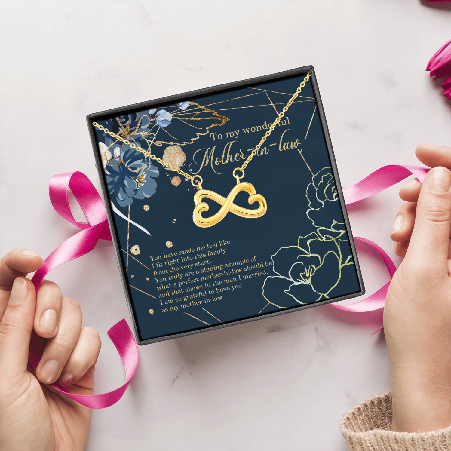 17Th. Wonderful Mother In Law Infinity Heart Necklace (Gold) 5