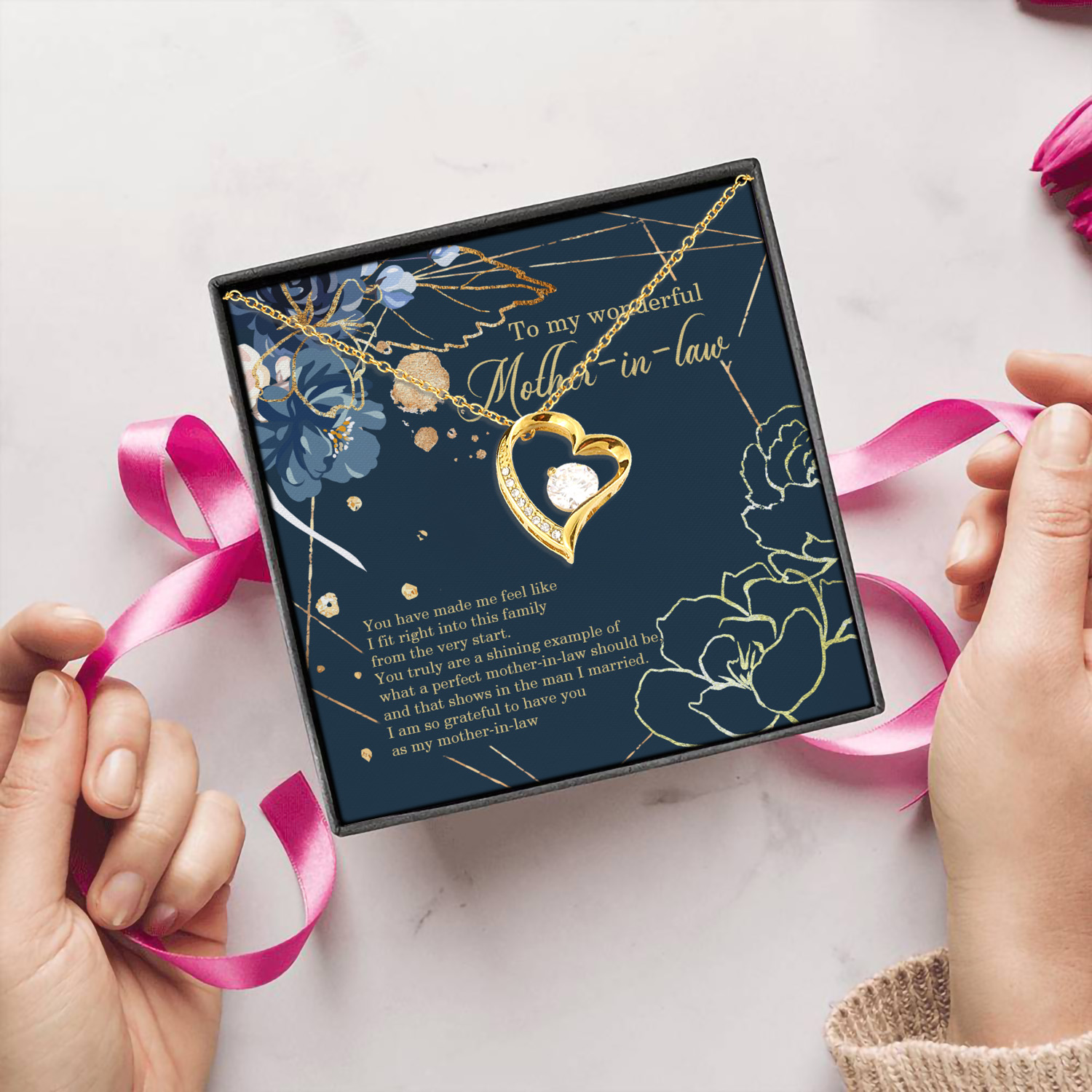 17Th. Wonderful Mother In Law Forever Love Necklace (Gold) 5