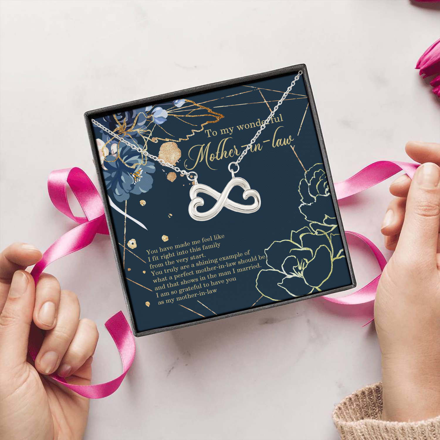 17Th. Wonderful Mother In Law Infinity Heart Necklace (Silver) 5