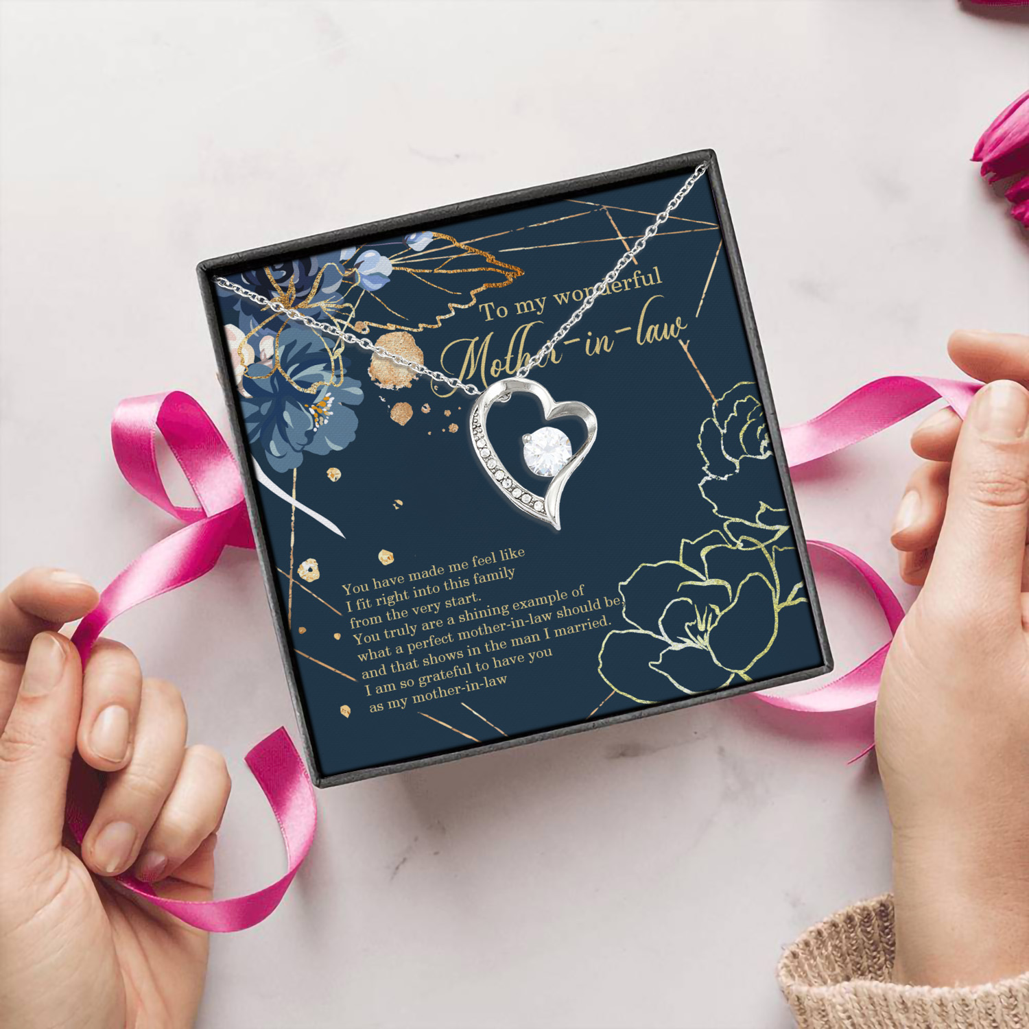 17Th. Wonderful Mother In Law Forever Love Necklace (Silver) 5