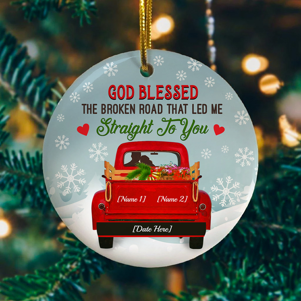 5VT. God Blessed The Broken Road Ornament mockup1