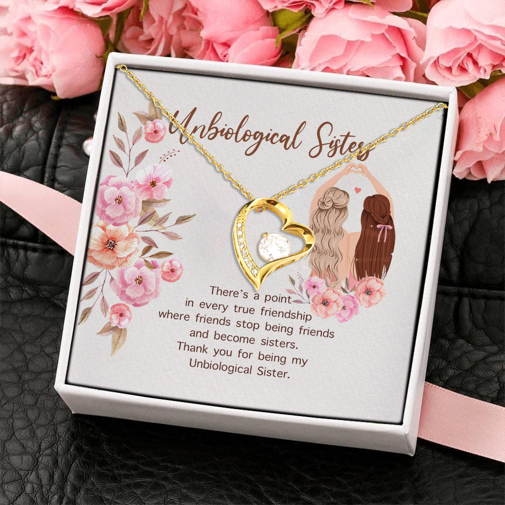 8O_ Unbiological Sisters(4) Forever Love Necklace (Gold) 4