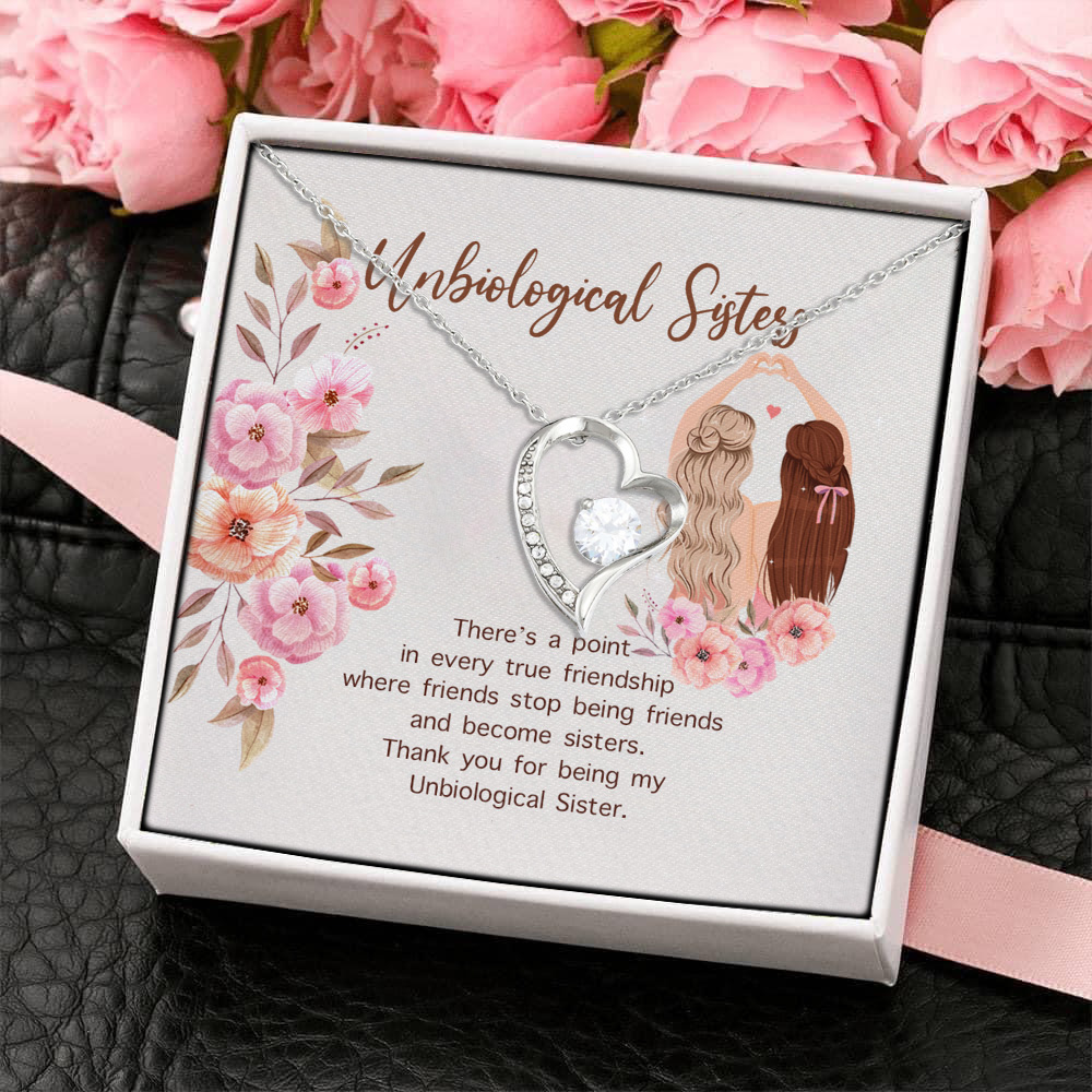 8O_ Unbiological Sisters(4) Forever Love Necklace (Silver) 4