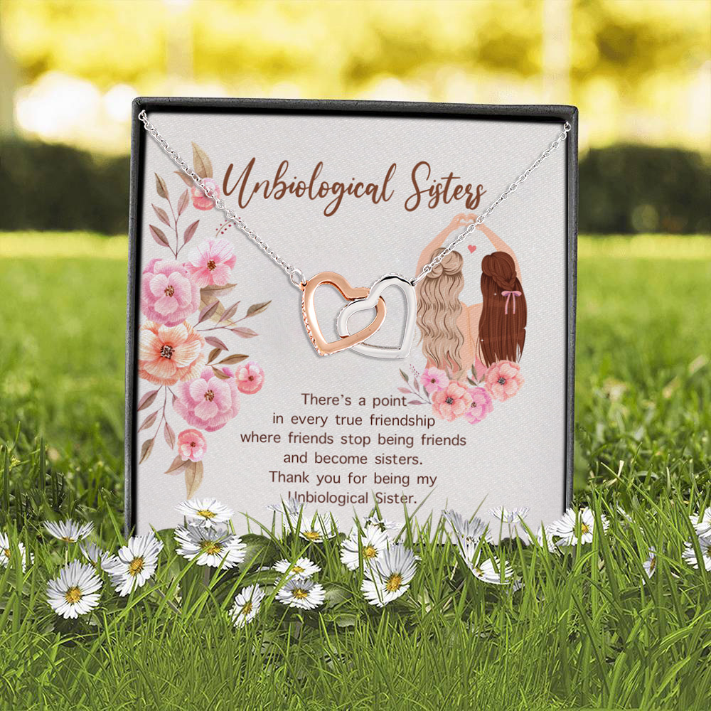 8O_ Unbiological Sisters(4) Interlocking Hearts Necklace 2