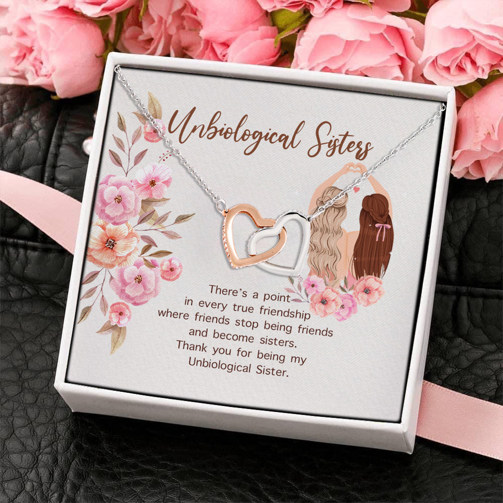 8O_ Unbiological Sisters(4) Interlocking Hearts Necklace 4