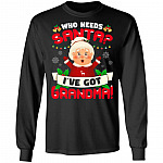 Who Needs Santa I've Got Grandma, Black, Long Sleeve