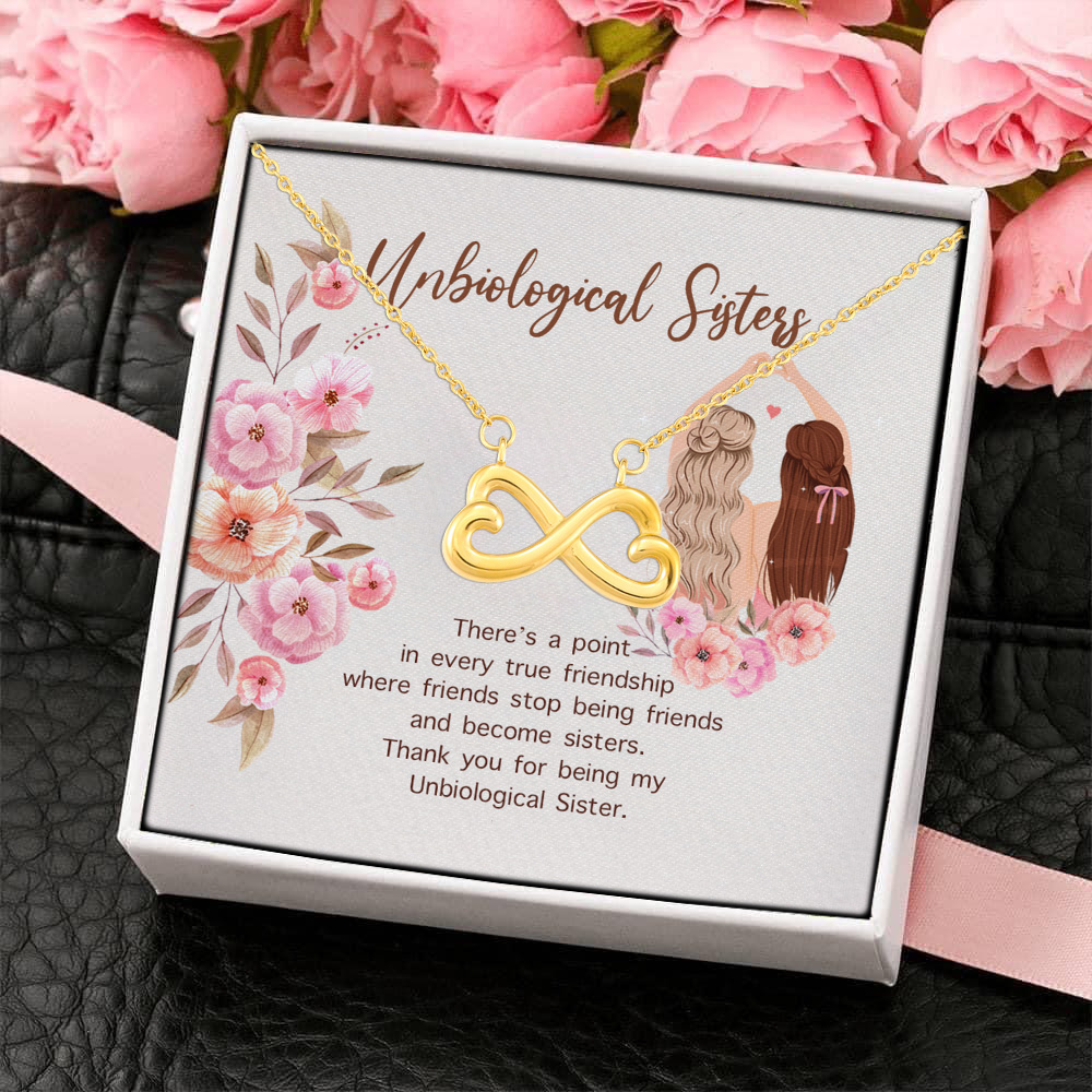 8O_ Unbiological Sisters(4) Infinity Heart Necklace (Gold) 4