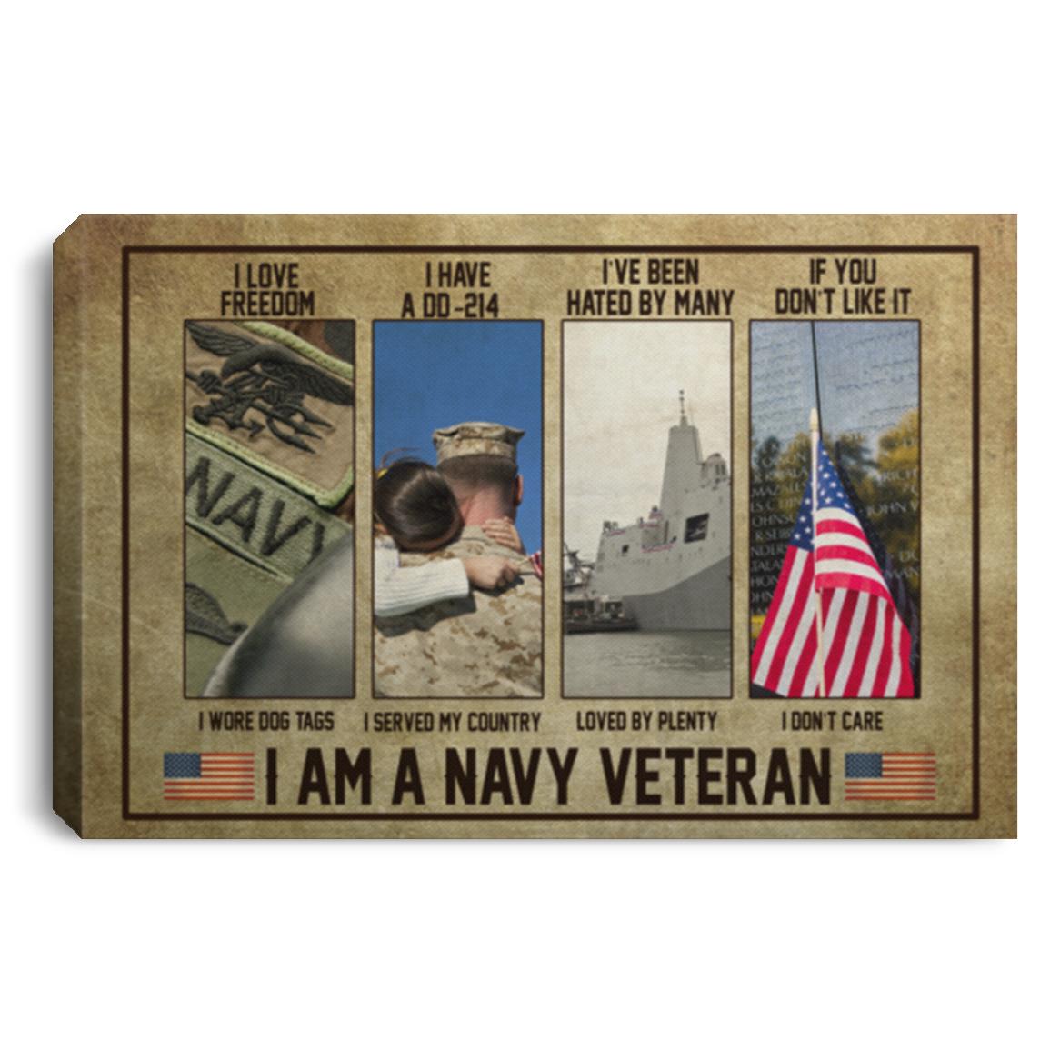 Navy Veteran I Love Freedom, White, 0.75'' Framed Canvas Navy Veteran I Love Freedom, White, 0.75'' Framed Canvas