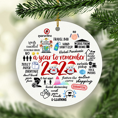Alternative view of Christmas 2020 A Year To Remember To Forget Circle Ornament – Funny 2020 Quarantine Christmas Circle Keepsake