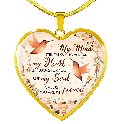 Hummingbird My Mind Still Talks To You And My Heart Still Looks Heart Pendant Necklace - Heart Luxury Necklace (Gold Plated)