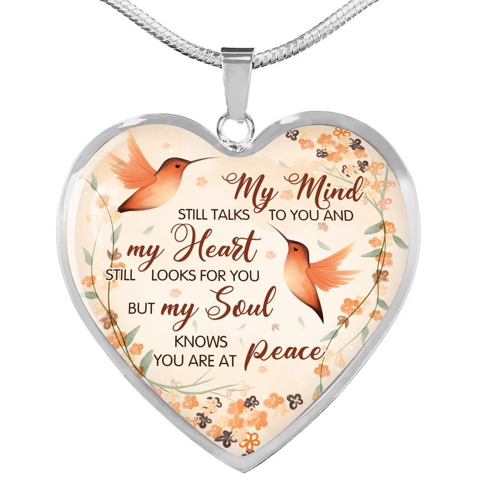 Hummingbird My Mind Still Talks To You And My Heart Still Looks Heart Pendant Necklace - Heart Luxury Necklace (Silver) Hummingbird My Mind Still Talks To You And My Heart Still Looks Heart Pendant Necklace - Heart Luxury Necklace (Silver)