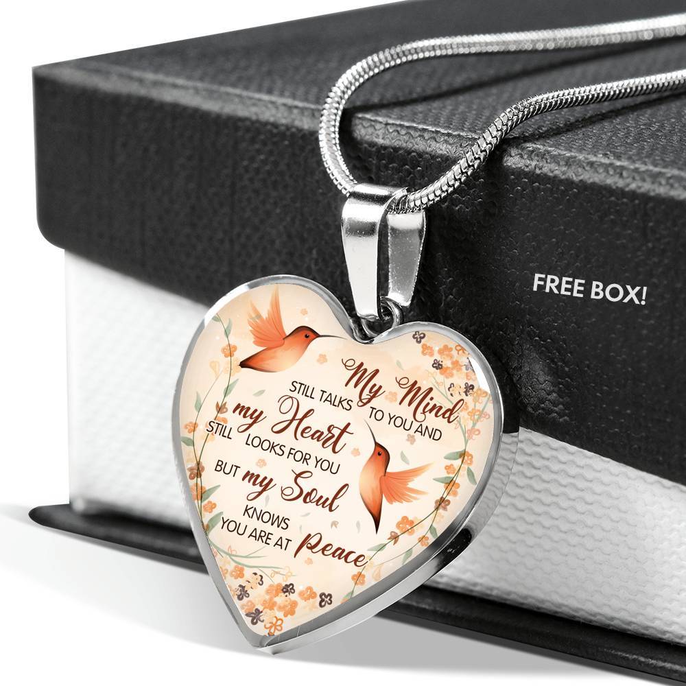 Hummingbird My Mind Still Talks To You And My Heart Still Looks Heart Pendant Necklace - Heart Luxury Necklace (Silver) Hummingbird My Mind Still Talks To You And My Heart Still Looks Heart Pendant Necklace - Heart Luxury Necklace (Silver)