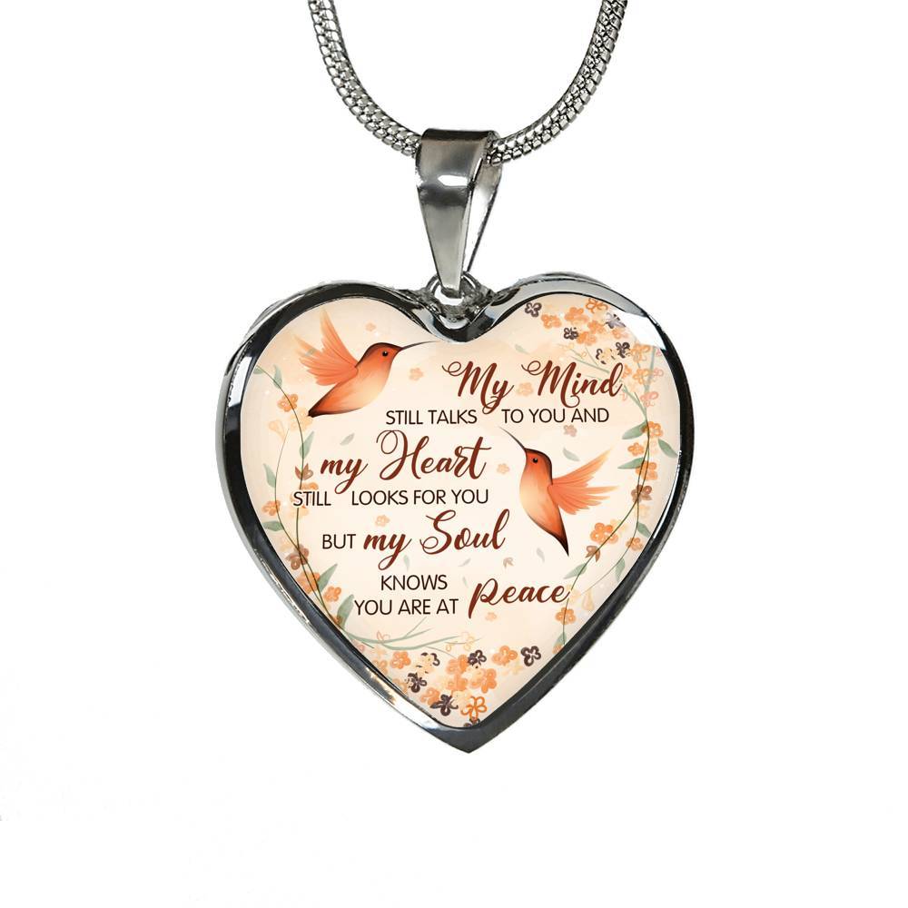 Hummingbird My Mind Still Talks To You And My Heart Still Looks Heart Pendant Necklace - Heart Luxury Necklace (Silver) Hummingbird My Mind Still Talks To You And My Heart Still Looks Heart Pendant Necklace - Heart Luxury Necklace (Silver)