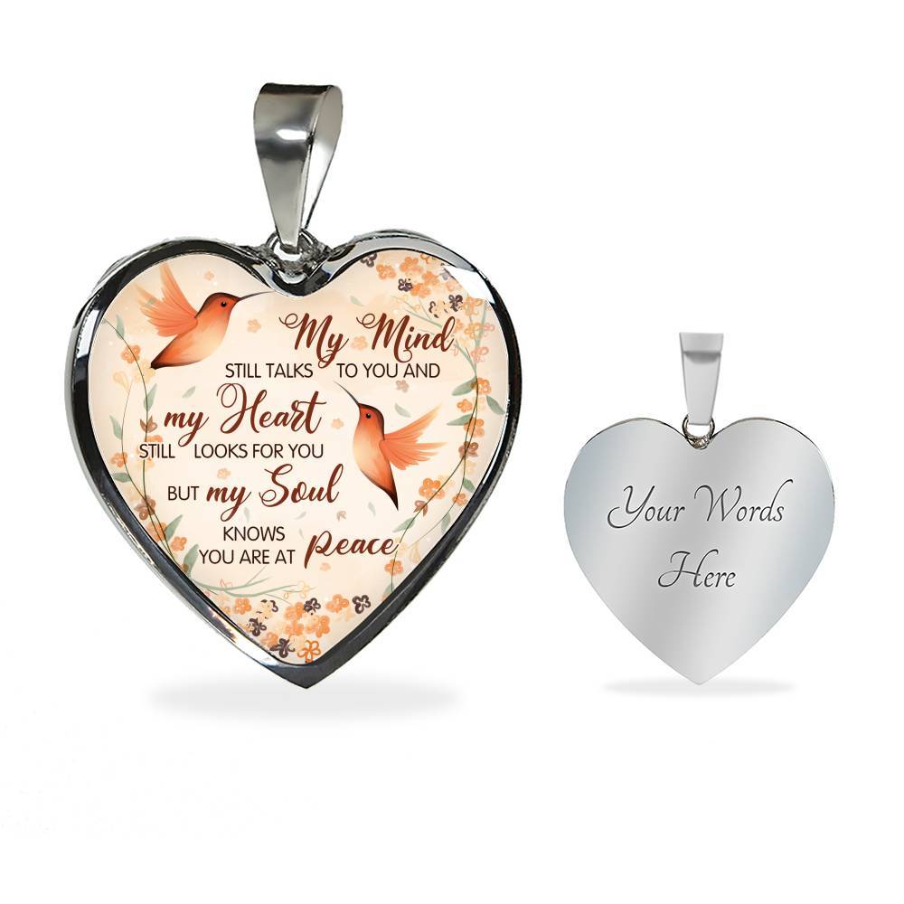Hummingbird My Mind Still Talks To You And My Heart Still Looks Heart Pendant Necklace - Heart Luxury Necklace (Silver) Hummingbird My Mind Still Talks To You And My Heart Still Looks Heart Pendant Necklace - Heart Luxury Necklace (Silver)