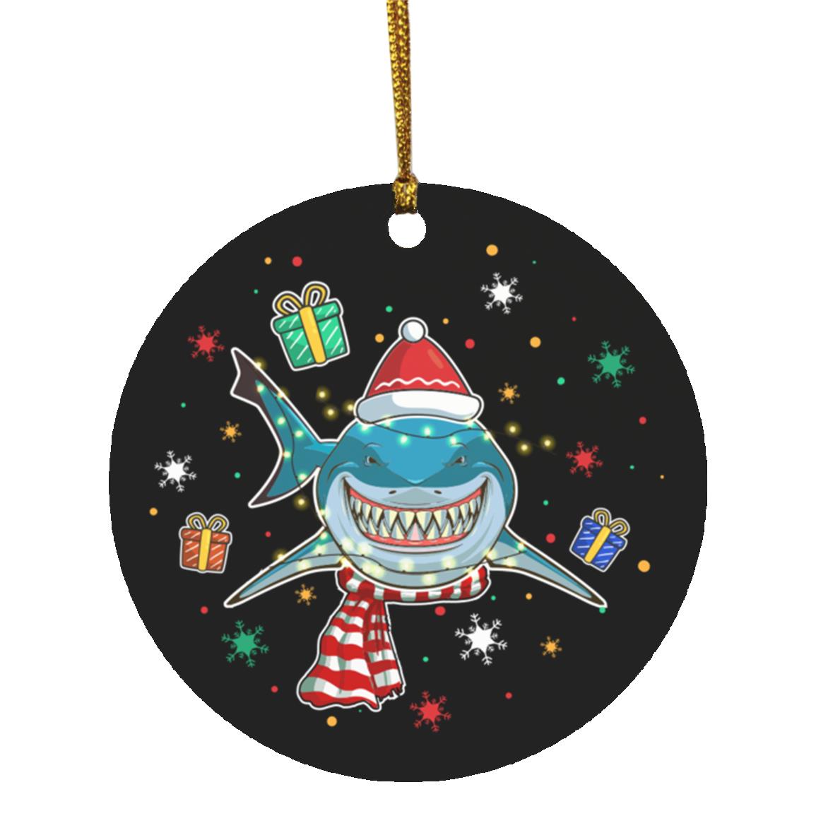2N.Shark Christmas Shark Christmas Tree Circle Ornament Keepsake, White, Circle Ornament 2N.Shark Christmas Shark Christmas Tree Circle Ornament Keepsake, White, Circle Ornament