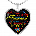 Autism Is Not A Word To Be Feared It's a Person To Be Loved Heart Pendant Necklace - Heart Luxury Necklace (Silver)