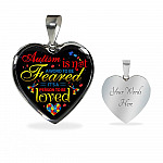 Autism Is Not A Word To Be Feared It's a Person To Be Loved Heart Pendant Necklace - Heart Luxury Necklace (Silver)
