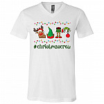 Christmas Crew Green Hand Hanging with My Gnomies T-Shirt - V-Neck Tee - Youth Tee, White, V-Neck T-Shirt