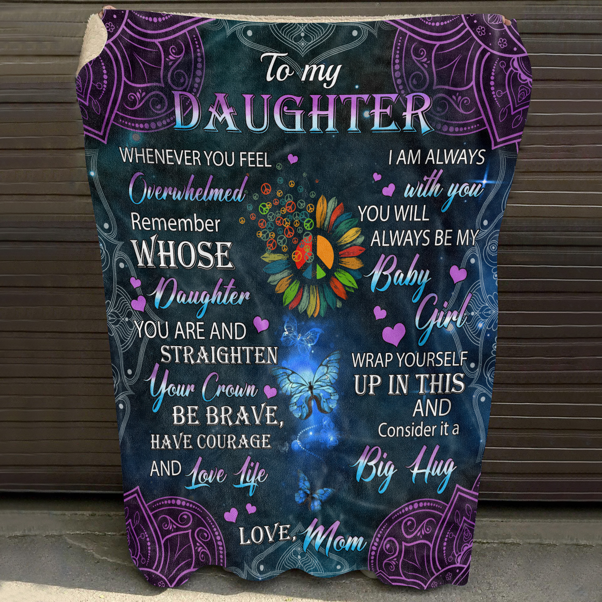 8O_ To My Daughter Hippie Mom Blanket Mockup 10