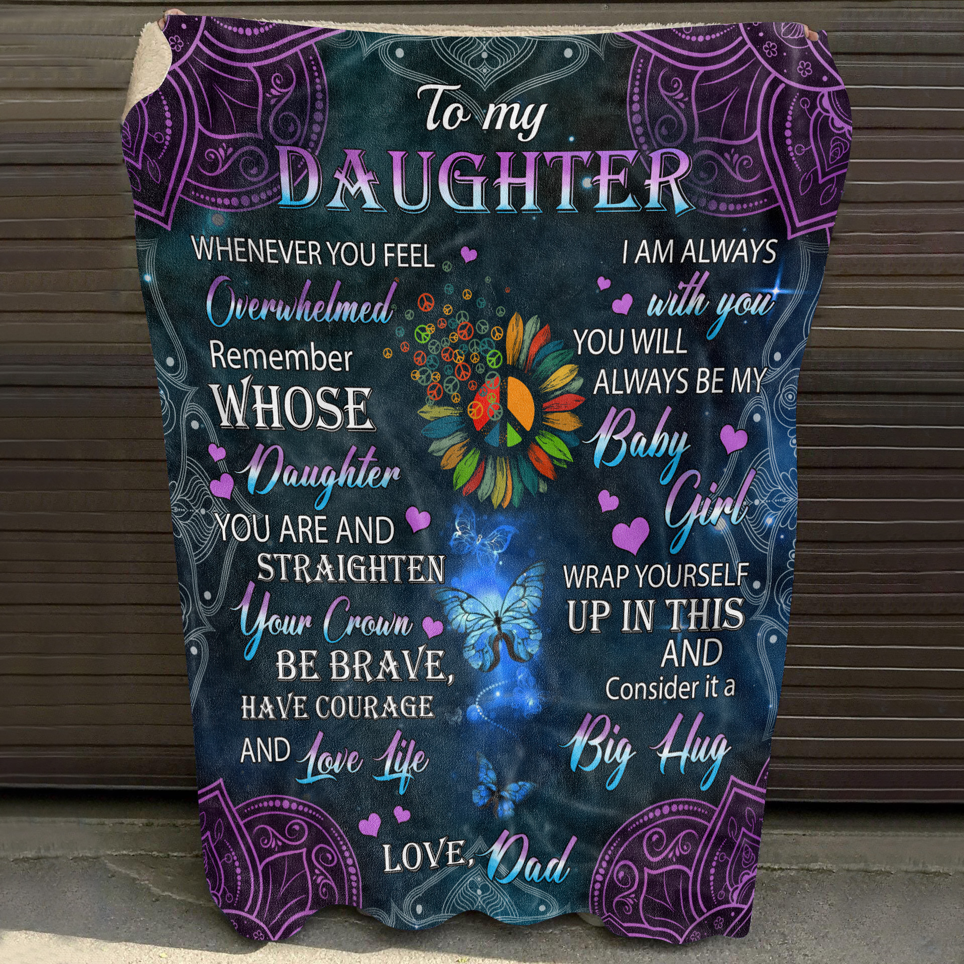 8O_ To My Daughter Hippie Dad Blanket Mockup 10