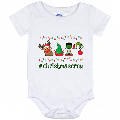 Christmas Crew Green Hand Hanging with My Gnomies Baby Onesie - Toddler Baby Infant Bodysuit, White, Baby Onesie - 12 Month