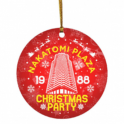 Nakatomi Plaza 1988 Christmas Party, White, Circle Ornament