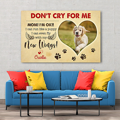 Alternative view of Personalized Photo Don't Cry For Me Mom I Can Run I Can Even Fly With My New Wings Framed Canvas - Unframed Poster