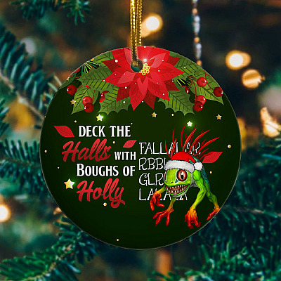 Alternative view of Deck The Halls With Boughs Of Holly Decorative Christmas Ornament - Holiday Flat Circle Ornament