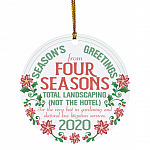 Four Seasons Total Landscaping, White, Circle Ornament