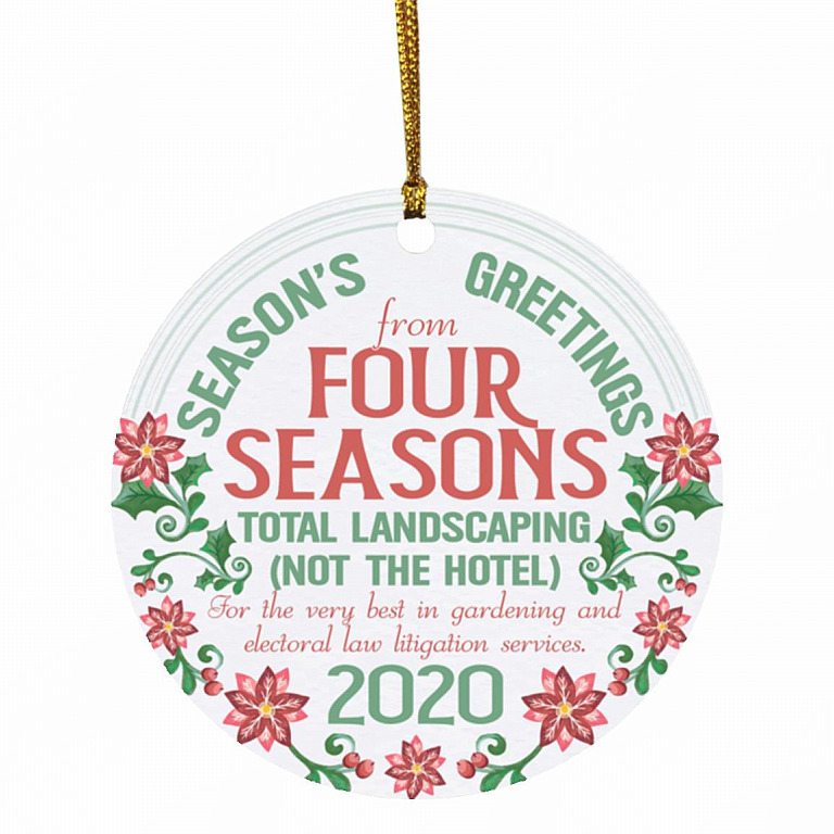 Four Seasons Total Landscaping, White, Circle Ornament