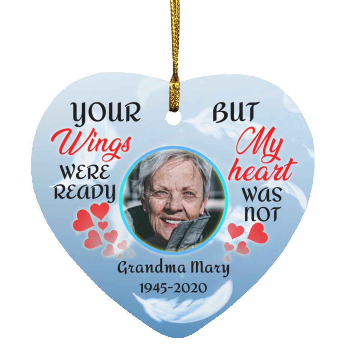 Personalized Photo Your Wings Were Ready, White, Heart Ornament Personalized Photo Your Wings Were Ready, White, Heart Ornament