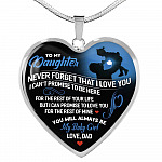 From Dad To My Daughter Never Forget That I Love You I Can't Promise To Be Here Luxury Heart Pendant Necklace - Heart Luxury Necklace (Silver)