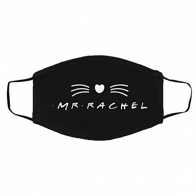 Mr Rachel Mrs Ross Couple Friends, Black, Cloth Face Cover – Medium/Large