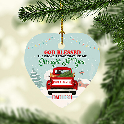 Alternative view of Personalized God Bless the Broken Road That Led Me Straight to You Couple Heart Ornament - Keepsake