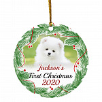 Personalized Photo Pet's First, White, Circle Ornament Personalized Photo Pet's First, White, Circle Ornament