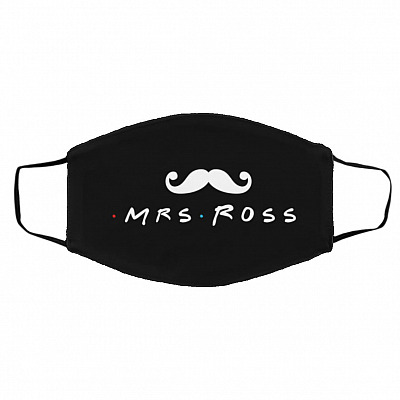 Mrs Ross Mr Rachel Couple, Black, Cloth Face Cover – Medium/Large