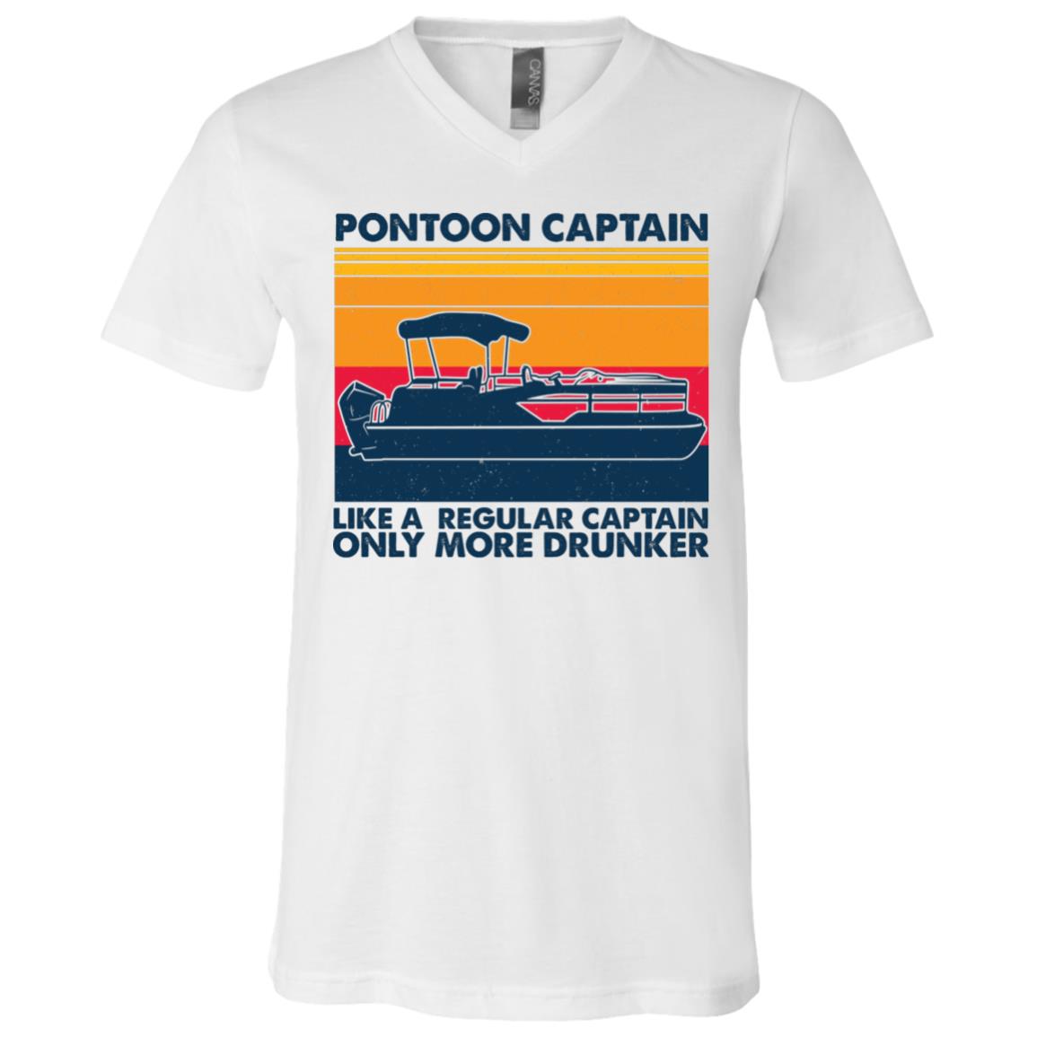 Pontoon Captain Like A Regular, White, V-Neck T-Shirt