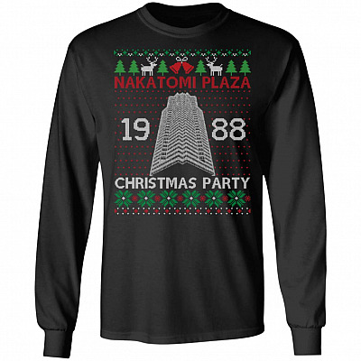 7KT. Nakatomi plaza christmas (5), Black, Long Sleeve