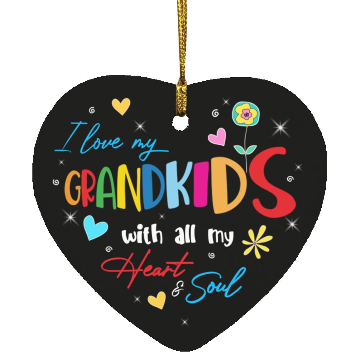 1O. Love Grandkids, White, Heart Ornament