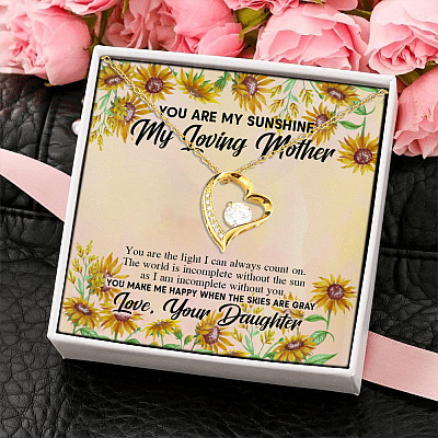 Alternative view of Sunflower To My Mom You Are The Light I Can Always Count On You Make Me Happy Forever Love Pendant Necklace