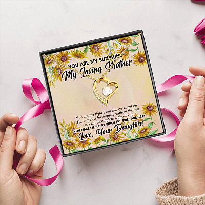 Sunflower To My Mom You Are The Light I Can Always Count On You Make Me Happy Forever Love Pendant Necklace