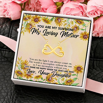 Alternative view of Sunflower To My Mom You Are The Light I An Always Count On You Make Me Happy Infinity Heart Pendant Necklace